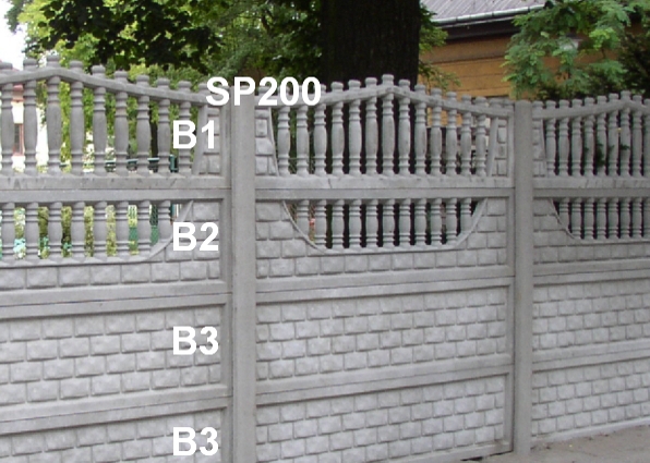 Betonový plot B1,B2,B3,B3,SP200