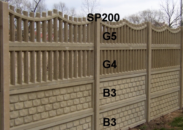 Betonový plot B3,B3,G4,G5,SP200