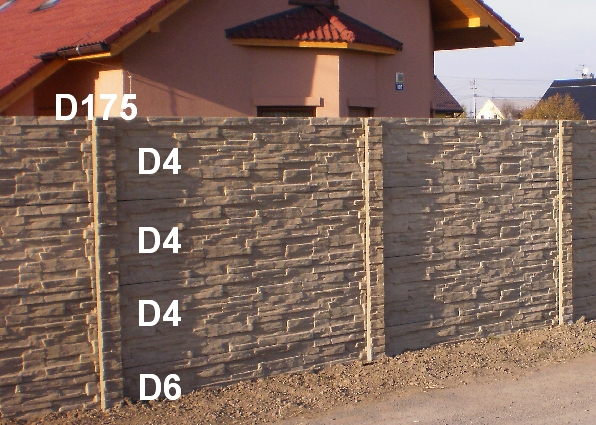 Betonový plot D4,D4,D4,D6,D175