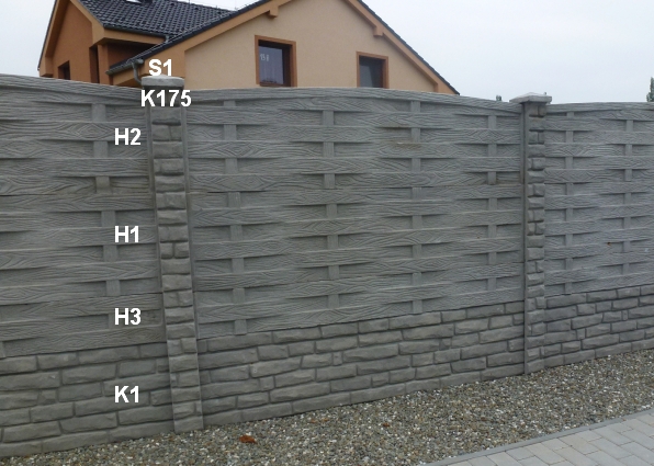 Betonový plot K1,H3,H1,H2,K175,S1