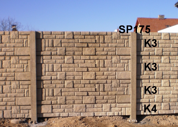 Betonový plot K4,K3,K3,K3,SP175