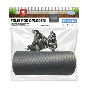 Fólie pod plot 25 cm/10m + 20ks plastových hřebů - SET